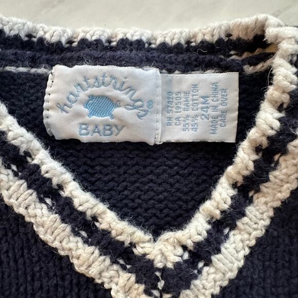 Hartstrings baby 24 months boys sweater vest blue flags pattern vintage v-neck - Picture 3 of 7
